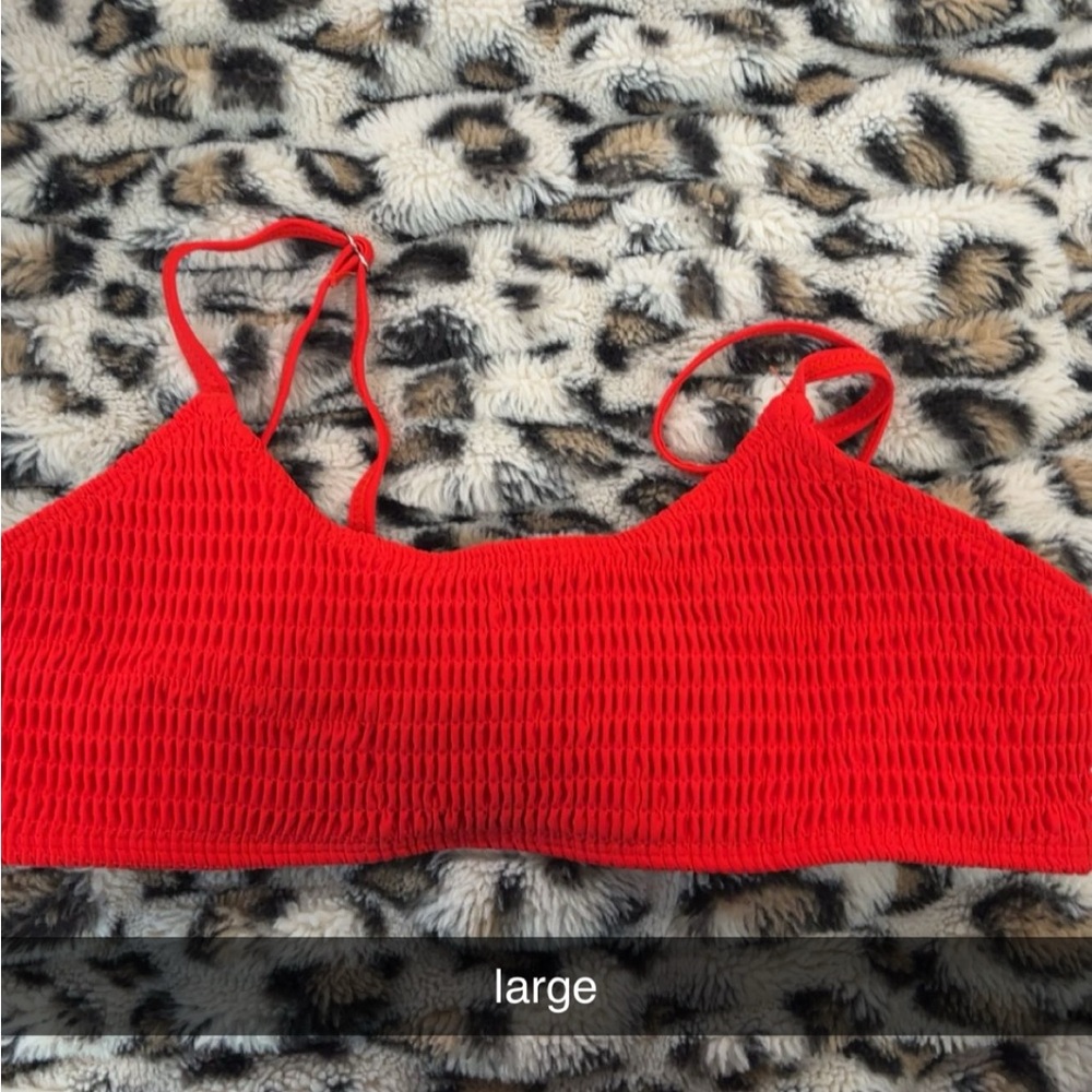 Vibrant Red Textured Bikini Top